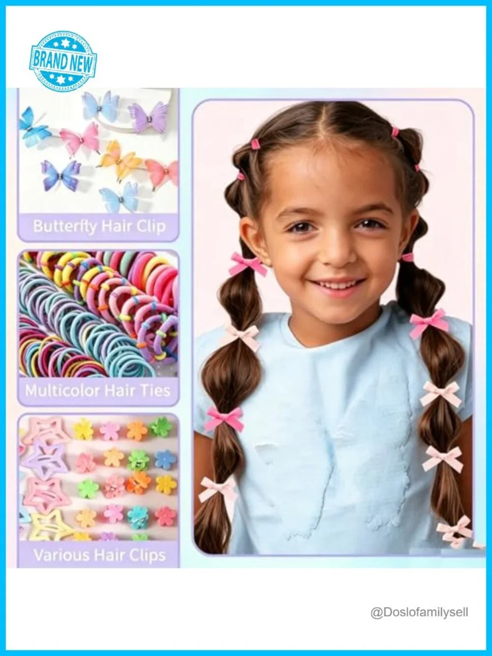 Soft Elastic Hair Ties Multicolor Hair Bobbles Set with Mini Clips 1000pcs